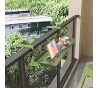 Bureau à suspendre polyvalent pour balcon, terrasse et cour - Convient aux balustrades de 116 cm - Utilisation extérieure - Design gain de place - Vert - 60 x