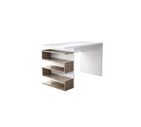 Toilinux - Bureau design avec rangements latéraux AARHURS - Marron et blanc