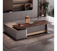 Bureau administratif luxueux en forme de L - 78,74/86,6 pouces, spacieux bureau d'ordinateur de direction en bois massif, poste de travail administratif moderne et simple (convient pour le bureau)