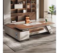 Bureau administratif luxueux en forme de L - 78,74/86,6 pouces, spacieux bureau d'ordinateur de direction en bois massif, poste de travail administratif moderne et simple (convient pour le bureau)