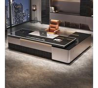 Bureau administratif luxueux en forme de L - 78,74/86,6 pouces, spacieux bureau d'ordinateur de direction en bois massif, poste de travail administratif moderne et simple (convient pour le bureau)