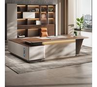 Bureau administratif luxueux en forme de L - 78,74/86,6 pouces, spacieux bureau d'ordinateur de direction en bois massif, poste de travail administratif moderne et simple (convient pour le bureau)