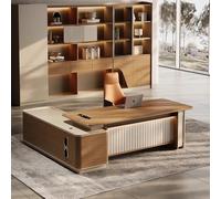 Bureau administratif Luxueux en Forme de L - 78,74/86,6 Pouces, spacieux Bureau d'ordinateur de Direction en Bois Massif, Poste de Travail administratif Moderne et Simple