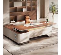 Bureau administratif luxueux en forme de L - 78,74/86,6 pouces, spacieux bureau d'ordinateur de direction en bois massif, poste de travail administratif moderne et simple (convient pour le bureau)