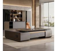 Bureau administratif Luxueux en Forme de L - Bureau d'ordinateur spacieux en Bois Massif de 110,2 Pouces, Poste de Travail administratif Moderne et Simple