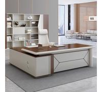 Bureau administratif Luxueux en Forme de L - spacieux Bureau d'ordinateur de Direction en Bois Massif, Poste de Travail administratif Moderne et Simple