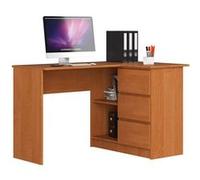Bureau AKORD d'angle droit B16 Aulne 124 cm 3 tiroirs façade Aulne 2 étagères 124x85x77 cm Aulne G