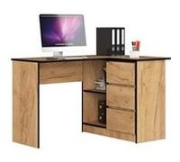 Bureau AKORD d'angle droit B16 Chêne Craft 124 cm 3 tiroirs façade Chêne Craft 2 étagères 124x85x77 cm