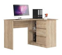 Bureau d'angle droit b16 chêne sonoma 124 cm 3 tiroirs façade chêne sonoma 2 étagères 124x85x77 cm