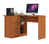 Bureau AKORD d'angle gauche B16 Aulne 124 cm 3 tiroirs façade Aulne 2 étagères 124x85x77 cm