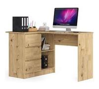 Bureau AKORD d'angle gauche B16 Chêne Artisan 124 cm 3 tiroirs façade Chêne Artisan 2 étagères 124x85x77 cm Chêne Artisan G