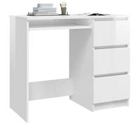 Bureau - AKOZON - Blanc brillant - 90x45x76 cm - 3 tiroirs - Aggloméré