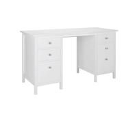Bureau ALBANE - 4 tiroirs - 1 porte - Pin blanc