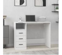 Bureau - ALOMEJOR - LeDivil - 3 tiroirs - Bois d'ingénierie - Blanc - 102x50x76 cm