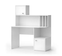 Vicco Bureau "Alwin", Blanc 115 x 55 cm | avec 2 portes, convient à une utilisation comme poste de travail avec surfaces de rangement