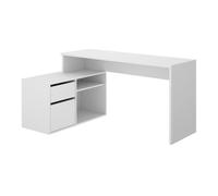 Bureau angulaire coloris blanc - Longueur 139 x Profondeur 92 x Hauteur 75 cm --