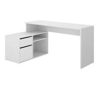 Bureau angulaire coloris blanc - Longueur 139 x Profondeur 92 x Hauteur 75 cm --