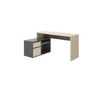 Bureau angulaire coloris naturel/graphite - Longueur 139 x Profondeur 92 x Hauteur 75 cm --
