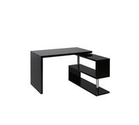 Bureau angulaire HWC-A68, brillant, pivotant, 120x60cm noir