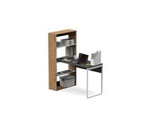 Bureau angulaire reversible coloris chene dore / gris - Hauteur 143 x Longueur 120 x Profondeur 72 cm --