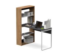 Bureau angulaire réversible coloris chêne doré - gris - Hauteur 143 x Longueur 120 x Profondeur 72 cm