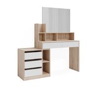 Bureau Anja, 139.8x40cm avec tiroirs, Blanc/Sonoma, Vicco 43661
