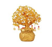 Bureau Arbre à argent en cristal Feng Shui Bonsaï Sac de bénédiction Plante pot for l'argent la fortune Bonne chance Richesse Prospérité et succès pierres précieuses citrine Décoration(Yellow)