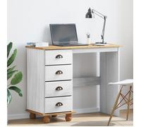 Bureau ASKIM avec tiroirs Blanc 95x40x75 cm en Bois Massif de Pin