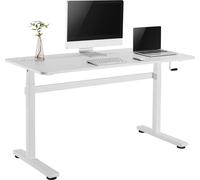 Bureau assis/debout 140x60cm Réglable en hauteur manuellement Table de bureau ergonomique de 117cm maxi Charge maximale de 40kg Blanc