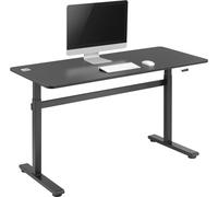 Bureau assis/debout 140x60cm réglable en hauteur manuellement Table de bureau ergonomique de 117cm maxi Charge maximale de 40kg Noir