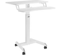 Bureau assis/debout à hauteur réglable avec roulettes Poste de travail avec double plate-forme Charge maximale de 8 kg Blanc