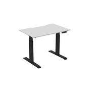 Bureau assis-debout Activ'o - Réglage électrique en hauteur - L.120 x P.80 cm - Plateau Blanc avec échancrure - Pieds métal Noir