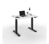 Bureau assis-debout Activ'o - Réglage électrique en hauteur - L.120 x P.80 cm - Plateau Blanc avec obturateurs - Pieds métal Noir