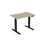 Bureau assis-debout Activ'o - Réglage électrique en hauteur - L.120 x P.80 cm - Plateau Chêne avec échancrure - Pieds métal Noir