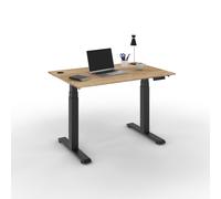 Bureau assis-debout Activ'o - Réglage électrique en hauteur - L.120 x P.80 cm - Plateau Chêne Nebraska avec obturateurs - Pieds métal Noir