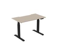 Bureau assis-debout Activ'o - Réglage électrique en hauteur - L.140 x P.80 cm - Plateau Argile avec échancrure - Pieds métal Noir