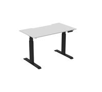 Bureau assis-debout Activ'o - Réglage électrique en hauteur - L.140 x P.80 cm - Plateau Blanc avec échancrure - Pieds métal Noir