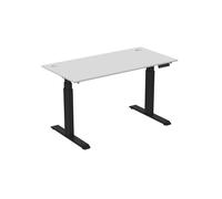 Bureau assis-debout Activ'o - Réglage électrique en hauteur - L.160 x P.80 cm - Plateau Blanc avec obturateurs - Pieds métal Noir