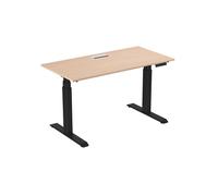 Bureau assis-debout Activ'o - Réglage électrique en hauteur - L.160 x P.80 cm - Plateau Hêtre avec top access - Pieds métal Noir