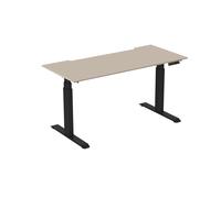 Bureau assis-debout Activ'o - Réglage électrique en hauteur - L.180 x P.80 cm - Plateau Argile avec échancrure - Pieds métal Noir