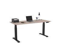 Bureau assis-debout Activ'o - Réglage électrique en hauteur - L.180 x P.80 cm - Plateau Argile avec obturateurs - Pieds métal Noir