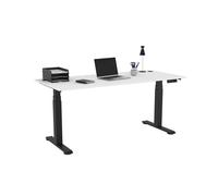 Bureau assis-debout Activ'o - Réglage électrique en hauteur - L.180 x P.80 cm - Plateau Blanc avec obturateurs - Pieds métal Noir