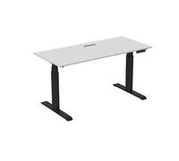 Bureau assis-debout Activ'o - Réglage électrique en hauteur - L.180 x P.80 cm - Plateau Blanc avec top access - Pieds métal Noir