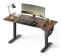 Bureau Assis Debout Électrique, 60 x 140 x (72-120) cm, Réglable en Hauteur, Mémoire 4 Hauteurs, Marron Rustique et Noir Pur