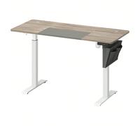 Bureau Assis Debout Électrique, 60 X 140 X (72-120) Cm, Table Réglable En Hauteur, Blanc Pur Et Gris Tourterelle
