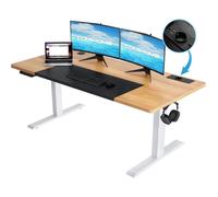 Bureau assis debout électrique - COMHOMA - 140 x 60 - Hauteur 72-114 cm - Mémoire 2 hauteurs - Marron