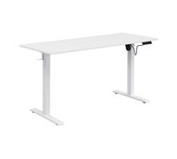 Vente-unique - Bureau Assis Debout électrique - Hauteur réglable - Blanc - ELAVANO - avec Rangement