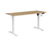Vente-unique - Bureau Assis Debout électrique - Hauteur réglable - Coloris : Naturel et Blanc - ELAVANO - avec Rangement