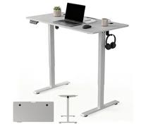 Bureau Assis Debout Électrique Juskys 120x60 cm Réglable Hauteur Mémoire Blanc