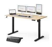 Bureau électrique - SENSE7 - NOJO light - 140 x 70 cm - Réglable en hauteur - Design scandinave - Blanc Marron Clair